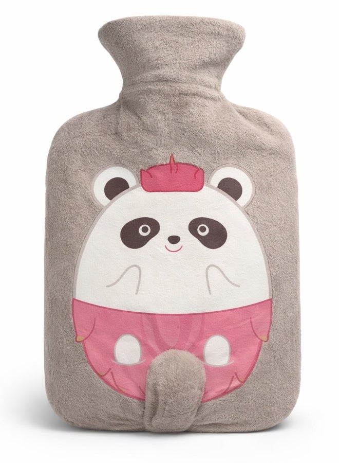 Plush Hot Water Bottle with Soft Cover – Leak-Proof Reusable Heat Therapy Bottle for Pain Relief, Cramps, Muscle Relaxation, Warmth & Cozy Comfort for Kids & Adults (Brown) - Image 1